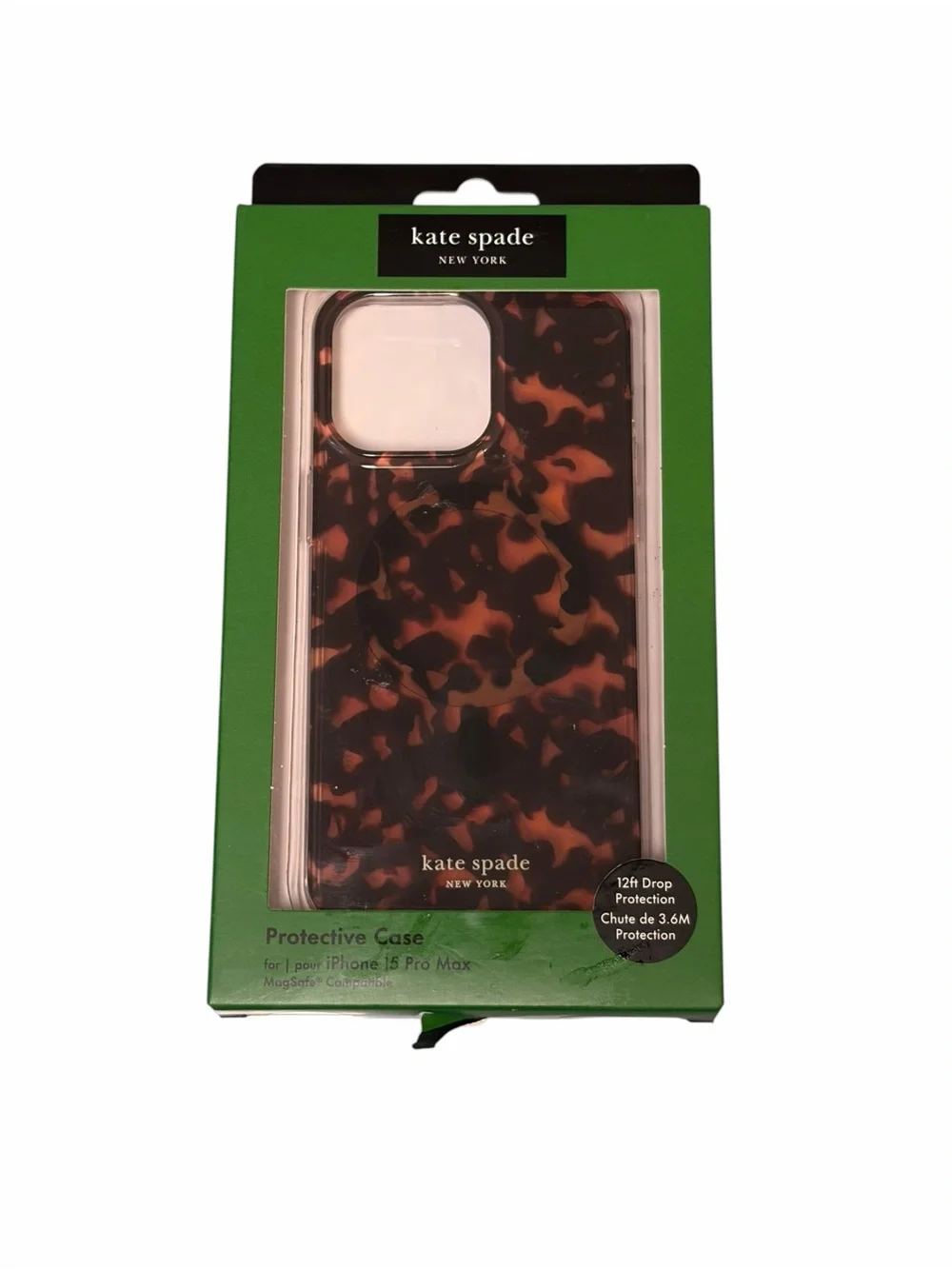 Kate Spade Tortoiseshell iPhone 15 Pro Max Protective Case Brown/Black Mag Safe